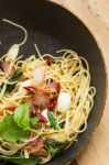 Spaghetti With Bacon Stock Photo