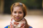 Unidentified Red Hair Cambodian Girl Stock Photo