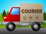 Courier Truck Indicates Lorry Postage And Parcel Stock Photo