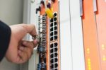 Fix Network Switch In Data Center Room Stock Photo