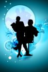 Couples In Abstract Background Stock Photo