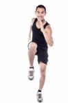 Male Athlete Running Stock Photo