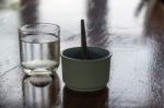 Glass Of Water And Coffee Stock Photo