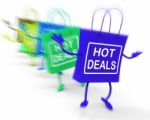 Hot Deals Bags Represent Discounts And Bargains Stock Photo