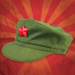 Chinese Red Star Cap With Red Ray Vintage Background Style Stock Photo