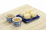 Chinese Cake With Tea Stock Photo