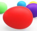 Easter Eggs Represents Empty Space And Colorful Stock Photo