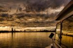 View Of Old Riga From The Boat At Dawn Stock Photo