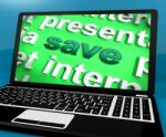 Save Laptop Shows Promotions Sales Discount Or Clearance Stock Photo