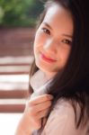 Portrait Of Thai Teen Beautiful Girl Happy And Relax Stock Photo