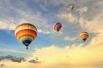 Colorful Balloons With Dramatic Sky Stock Photo