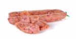 Chinese Sausages Isolated On The White Stock Photo