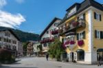 View Of A Guesthouse In St. Gilgen Stock Photo