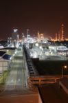 Chemical Plant In Night Time Stock Photo