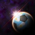 Agentina Flag On 3d Football With Rising Sun Stock Photo