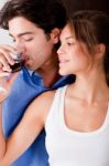 Couple Drinking Wine Stock Photo