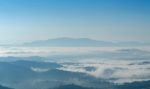 Landscape Of Mountain With The Clouds And Fog Stock Photo