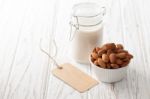 Almond Milk Organic Healthy Nut Vegan Vegetarian Drink Stock Photo