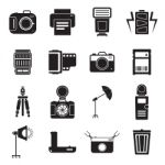 Camera And Accessory Icon Set  Illustration Stock Photo