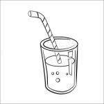 Glass Of Juice Cartoon - Line Drawn Stock Photo