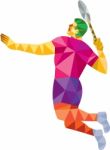 Badminton Player Jump Smash Low Polygon Stock Photo