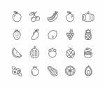 Simple Set Of Fruits  Thin Line Icons Stock Photo