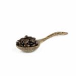 Coffee Beans In Olive Wood Spoon Stock Photo