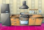 Cartoon  Illustration Interior Kitchen Stock Photo