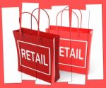 Retail Shopping Bags Show  Commercial Sales And Commerce Stock Photo