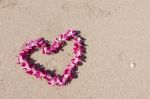 Heart Orchid Flower Garland White Sand Beach Stock Photo