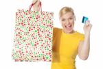 Shopping Lady With Credit Card Stock Photo