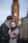 Attractive Young Couple Making Selfie Stock Photo