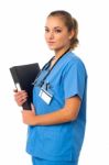 Young Cheerful Female Doctor Stock Photo