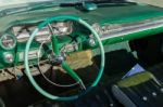 Interior Of A Cadillac Wedding Car In Market Square Bruge Stock Photo