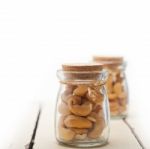 Cashew Nuts On A Glass Jar Stock Photo