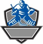 Ice Hockey Goalie Crest Retro Stock Photo