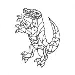 Alligator Prancing Mosaic Black And White Stock Photo