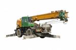 Crane Truck With Clipping Path Stock Photo