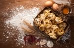 Fettuccine Pasta Italian Food Still Life Rustic Stock Photo