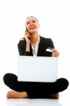 Businesswoman With Laptop Stock Photo