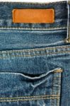 Jeans With Leather Label And Pocket Stock Photo