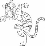 Line Drawing Tiger Be Running -  Illustration Stock Photo