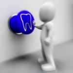 Tooth Pressed Means Oral Health Or Dentist Appointment Stock Photo