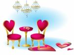 Cartoon  Illustration Interior Valentine Room With Separated Layers Stock Photo