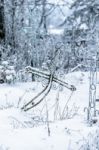 Old Cemetery At Abandoned  Village Stock Photo