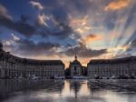 Miroir D'eau At Place De La Bourse In Bordeaux Stock Photo