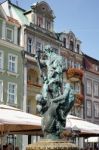 Fountain Of Neptune In Poznan Stock Photo