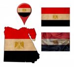 Grunge Egypt Flag, Map And Map Pointers Stock Photo