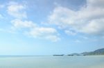 Panoramic Seascape And White Sand Stock Photo