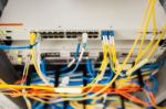 Fiber Optic With Servers In A Technology Data Center Stock Photo